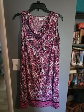 Kim Rogers Fuchsia Paisley Draped Neck Dress